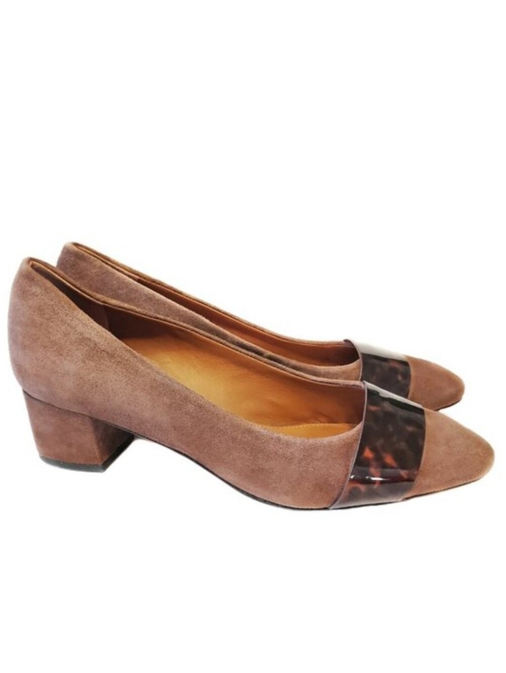 J. McLaughlin Ciara Suede Tortoise Shell Block Heel Pumps
